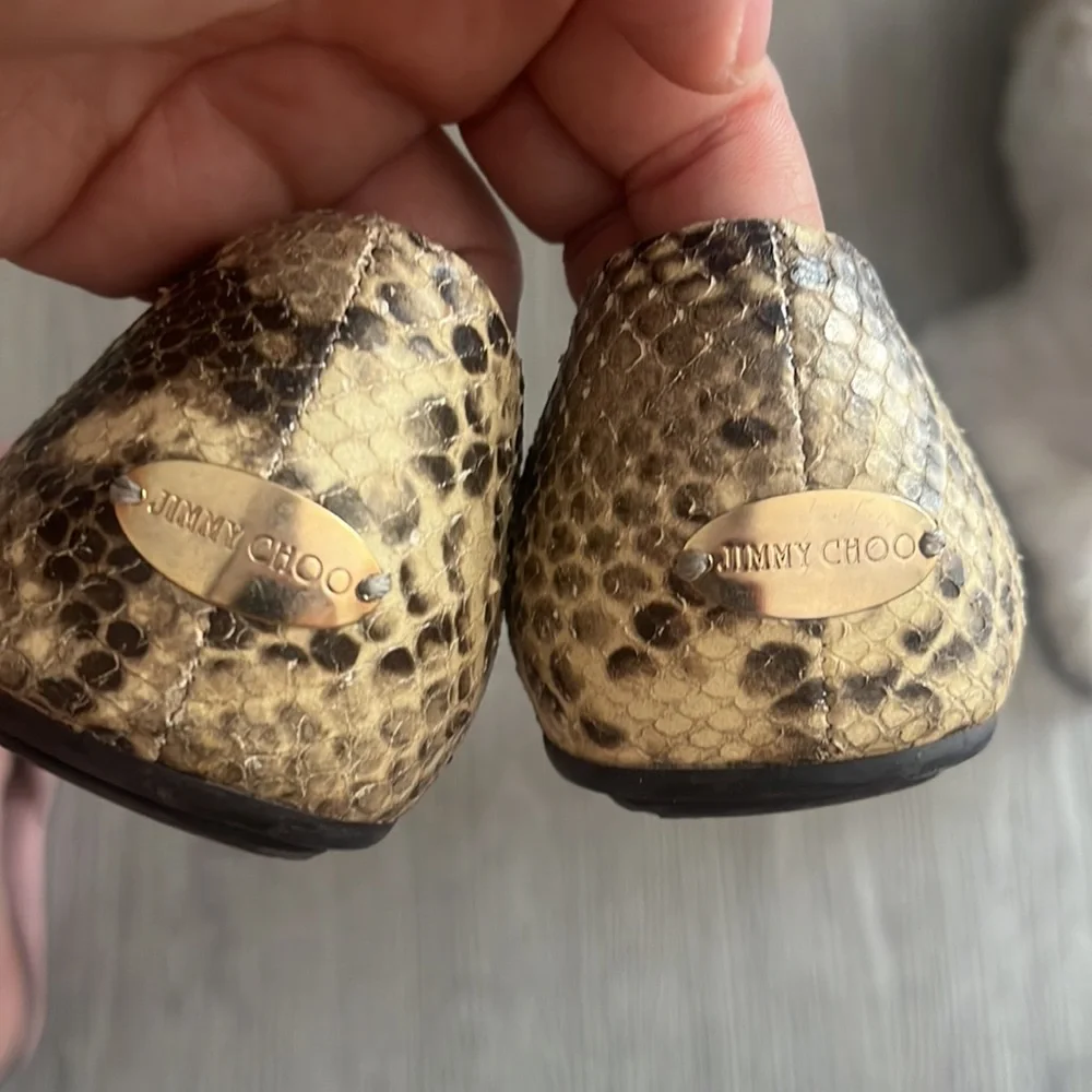 Jimmy Choo Snake Embossed Morse Ballet Flats